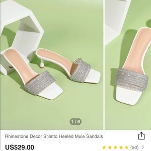 Wedding Rhinestone Decor Stiletto Heeled Mule Sandals